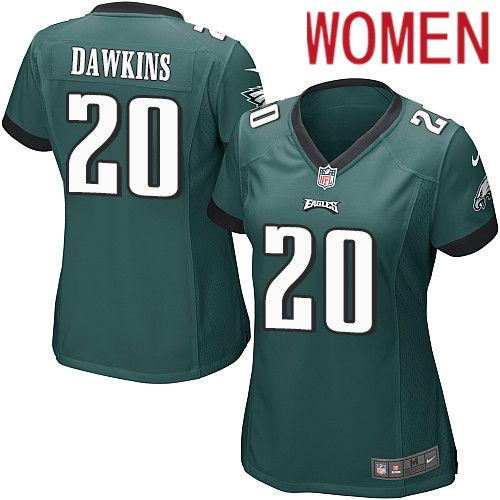 Women Philadelphia Eagles #20 Brian Dawkins Nike Midnight Green Game NFL Jersey
